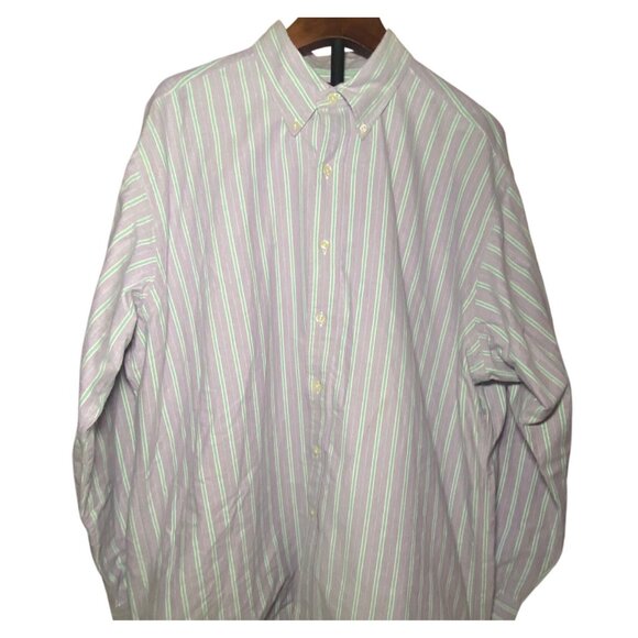 Ralph Lauren Mens XL Classic Fit Striped Button-Down Shirt Purple & Green Cotton - Picture 3 of 8